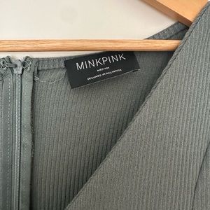 MinkPink Yoko midi dress. Olive green